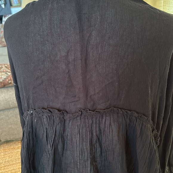 Free people extra small, black gauze, Pepin button-down shirt - Picture 3 of 4
